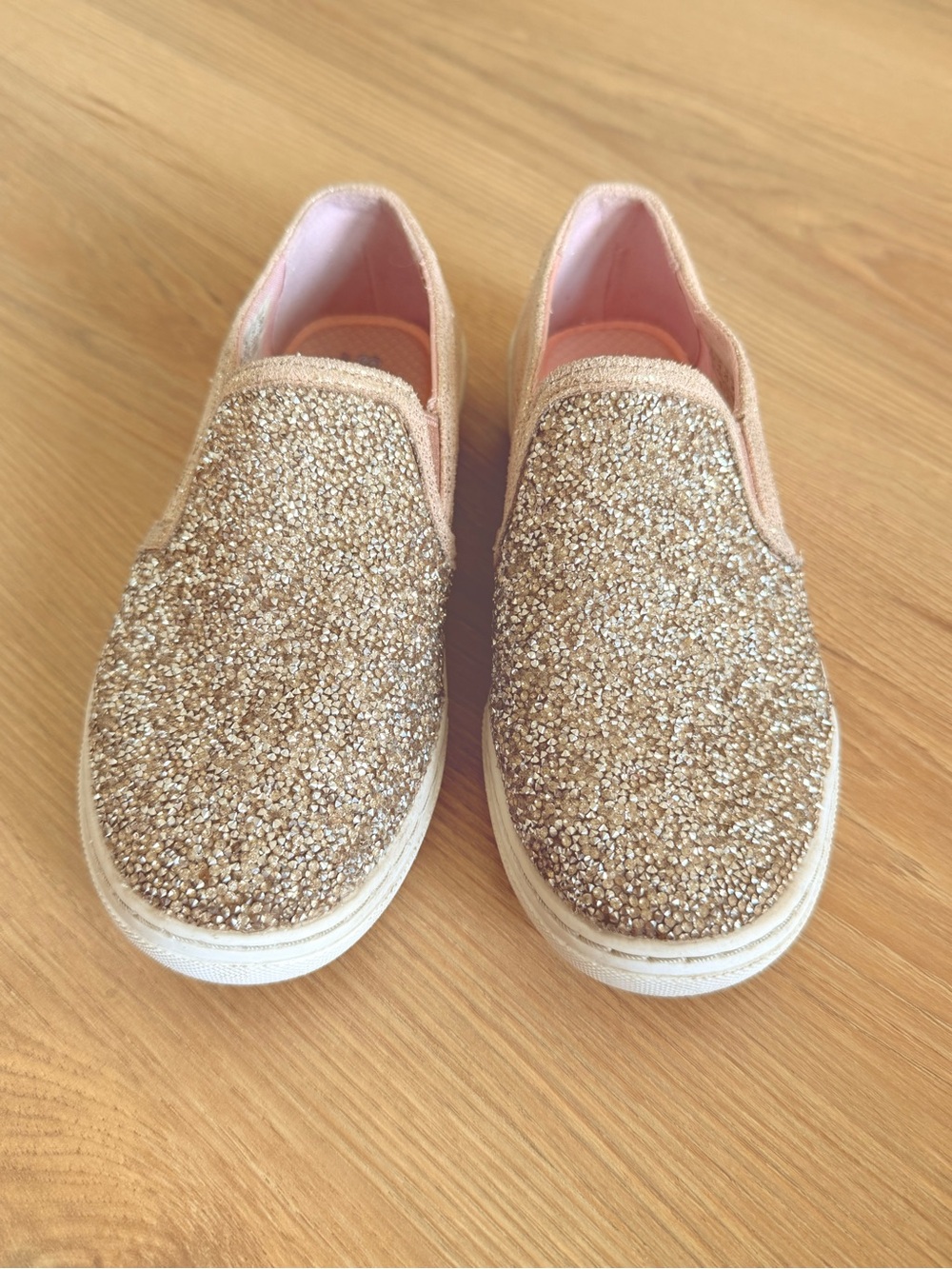 Skechers Girls Gold Glitter Slip-On Sneakers